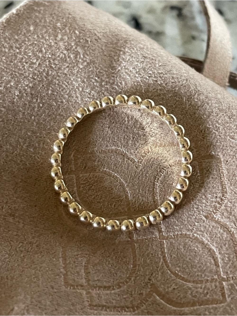 Solid 14k Yellow Gold 2mm Beaded Ring, Kassidy - Picture 2 of 12